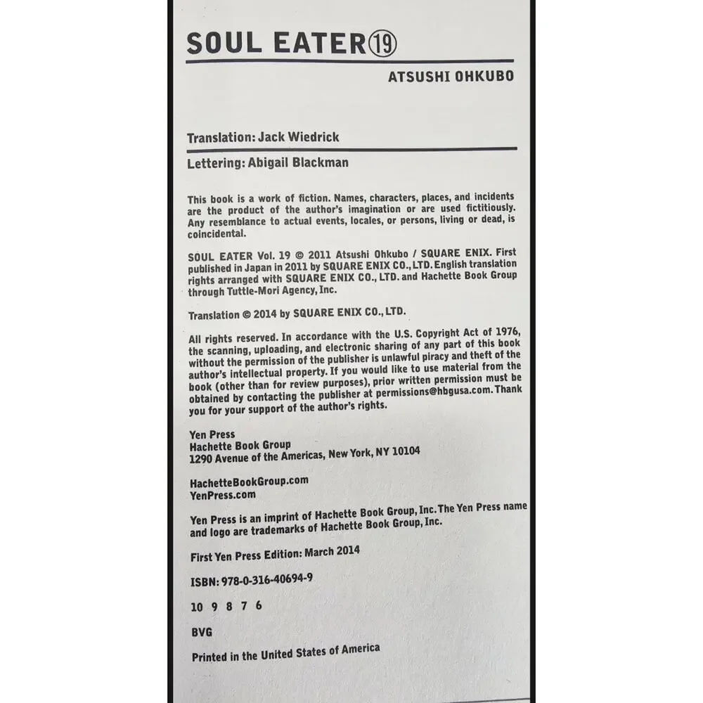 Soul Eater Manga Vol 19,20,21 by Atsushi Ohkubo English Paperback Graphic Novels